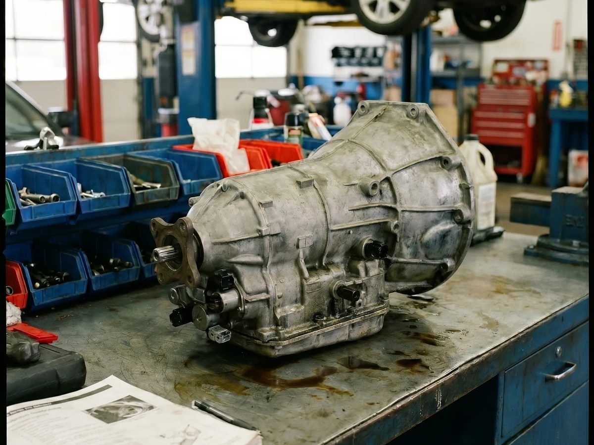 Automatic transmission on a shop bench